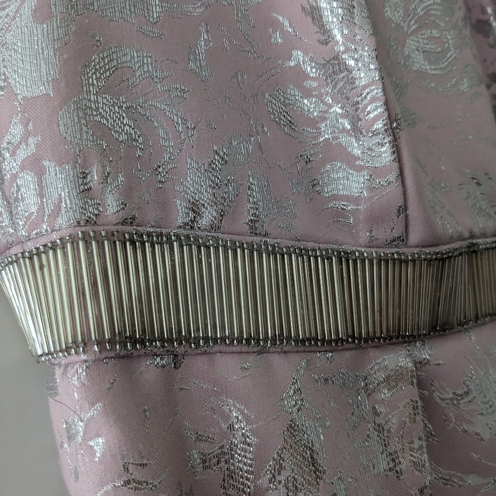 Beautiful Carmen Marc Valvo satin dress size 6 pink silver embellished - Picture 10 of 11